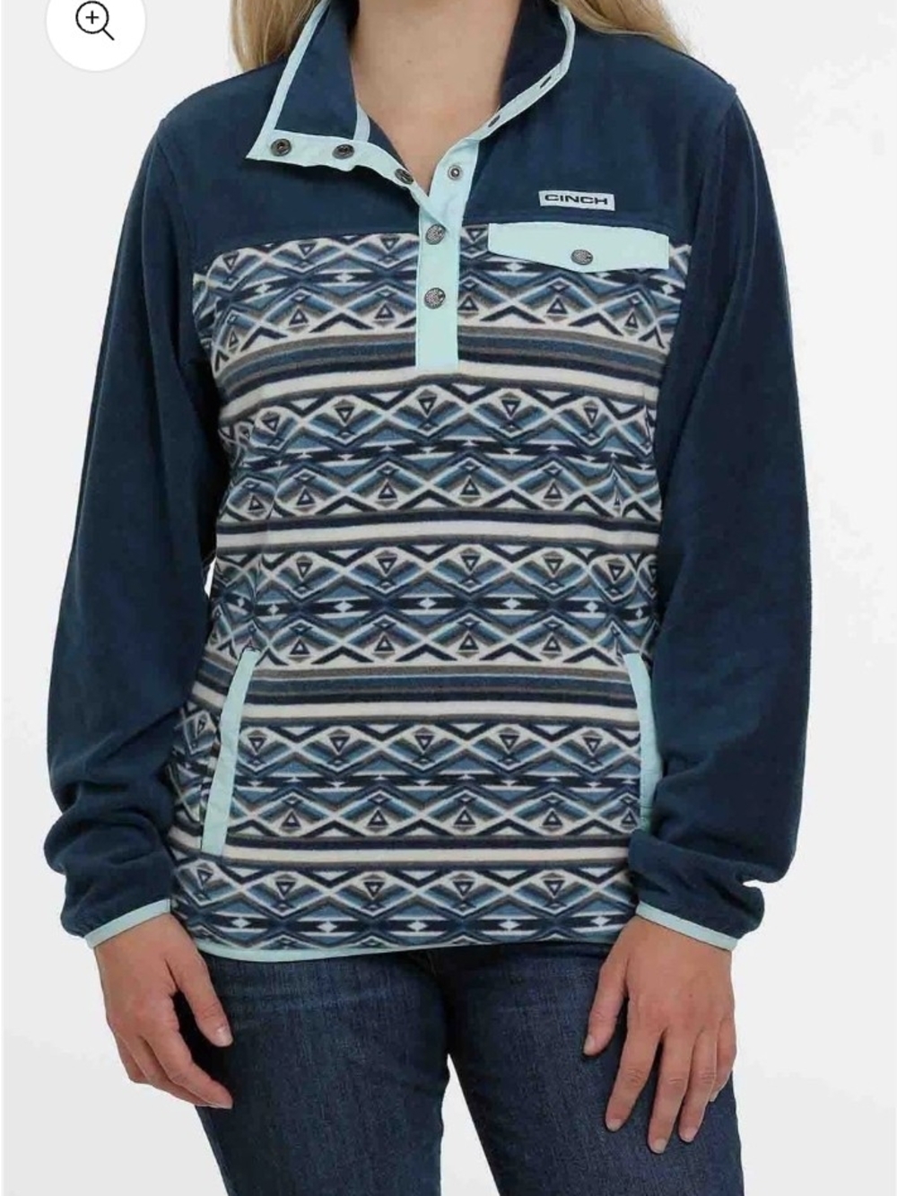 Cinch Womens Fleece Pullover Teal Size Small Pocket